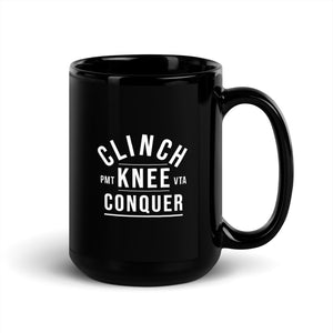 Clinch Knee Conquer: Vintage Muay Thai Warrior Path Black Coffee Mug